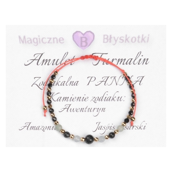 Bransoletka celebrytka TURMALIN + znak zodiaku PANNA zodiak